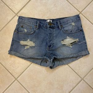 Ripped Denim Shorts